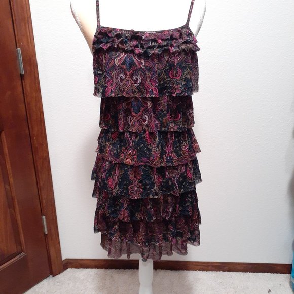 Express Flirty Boho Ruffled Dress Sundress - Size Small - Picture 1 of 6